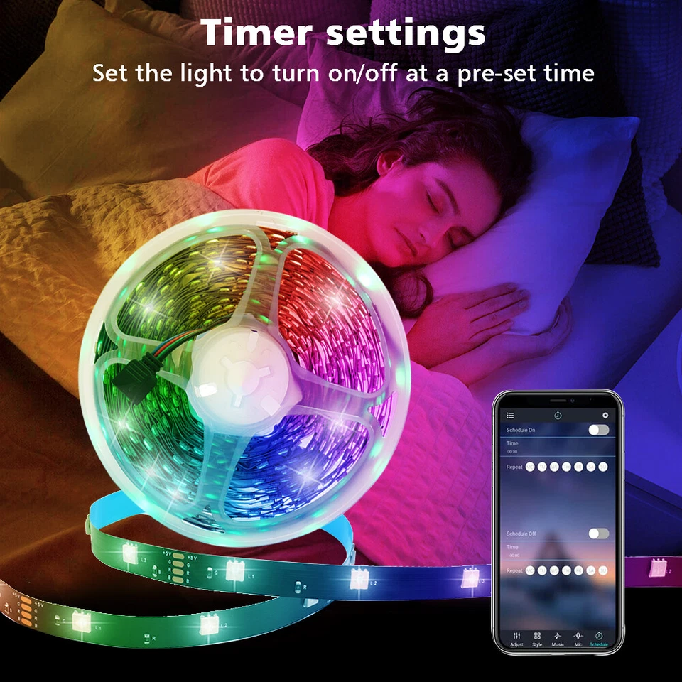 5V LED Strip Lights RGB Tape Rope USB 1M-10M 5050 SMD Bluetooth APP Controller - Image 4 of 4