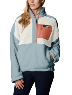 NWT Columbia Lodge Sherpa Pullover, Snap Button, Color Stone Blue