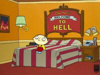 Family Guy Stewie in Hell Crew cel animation production simpsons Futurama Art