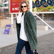 Halogen X Atlantic Pacific Green Faux Fur Teddy Coat