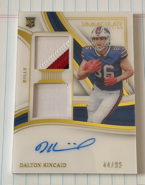 2023 Immaculate - Dalton Kincaid - Dual Patch Rookie Auto #/99 Bills