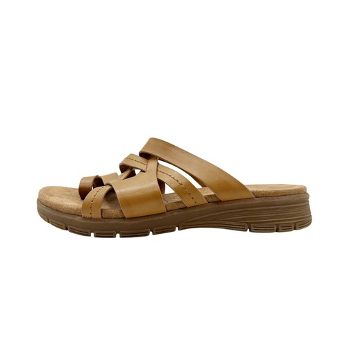 BareTraps brown tan faux leather Cassy slip-on Sandals women's 8 M shoes - Picture 1 of 7