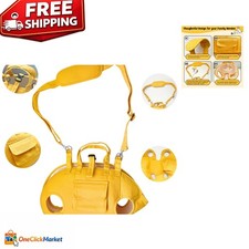 Vibrant Yellow Foldable Pet Carrier with Legs-Out Holes Walking Harness, Small