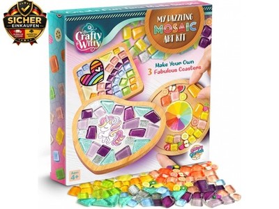 Mosaik-Bastelset   Dekorieren Sie Einhorn- und Regenbogen-Untersetzer mit G