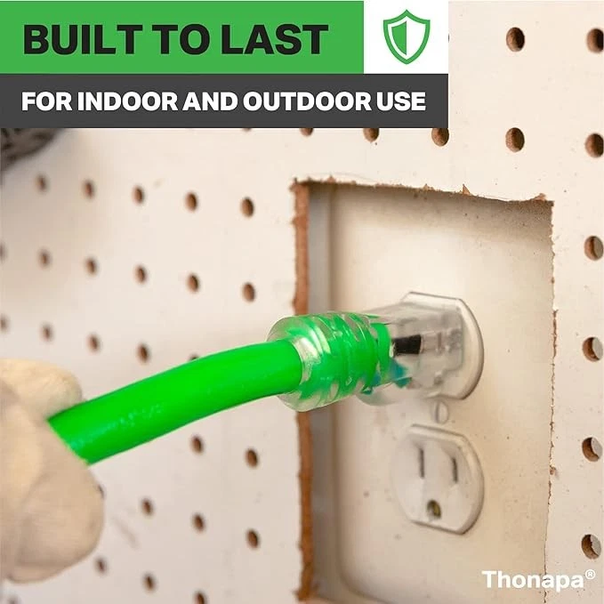 100 Foot Outdoor Extension Cord - 10/3 SJTW Neon Green 10 Gauge Cable - Image 3 of 4