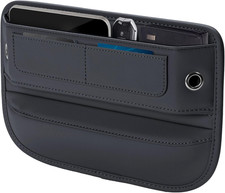 Universal Car Seat Gap Filler Organizer Leather Console Storage Card Slots Black