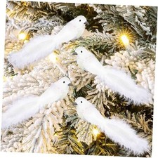 12Pcs Glitter White Dove Bird Clip On Christmas Tree Ornaments Artificial Dove