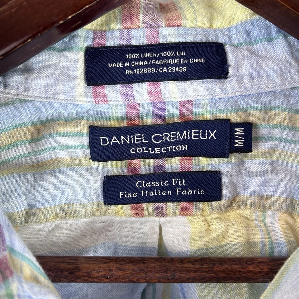 Daniel Cremieux Collection Medium Linen Short Sleeve Plaid Shirt Italian Fabric - Image 4 of 4