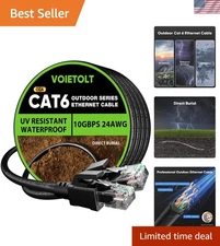 175 ft Cat 6 Outdoor Ethernet Cable - 10Gbps Waterproof Direct Burial Solution