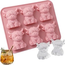 Mini Highland Cow Ice Cube Mold, Cute 3D Highland Cow Silicone Ice Cube Tray