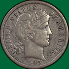 1905 Barber Dime Extremely Fine XF Coin #43213