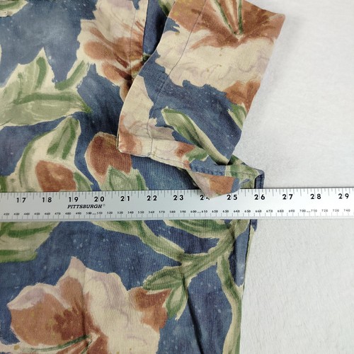 Polo Ralph Lauren Shirt Men's Large Blue Green Floral Vintage 90s Camp Linen - Picture 9 of 10