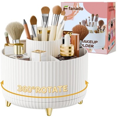 fanado 360° Rotate Makeup Brush Holder Organizer, Organizers White 