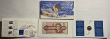 1996 Canada FIRST CANADIAN Toonie Coin & Two Dollars Bank Note $2 Mint Set