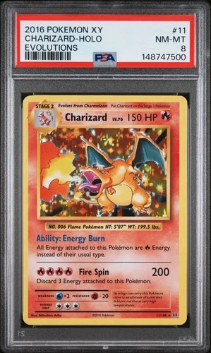 2016 POKEMON XY EVOLUTIONS #11 CHARIZARD-HOLO PSA 8