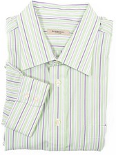 NWT Burberry London Multicolor 100 Cotton Stripe Dress Shirt Men's 17.5
