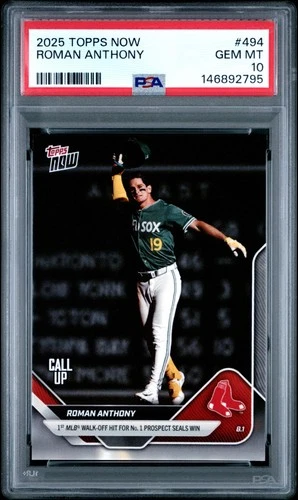 2025 Topps Now Roman Anthony #494 PSA 10 Rookie Walk-Off Hit RC
