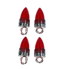 1959 Cadillac Style Red 40 Led Tail Lights W Chrome Mounting Bezels Kit4