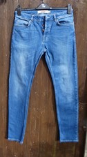 TOPMAN Blue stretch skinny jeans button fly 32 waist 31 leg