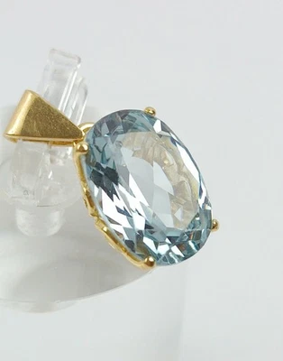 Ancien pendentif grande aigue marine or jaune 18 carats - Photo 1/4