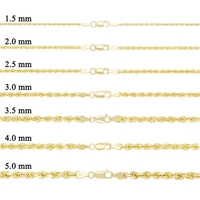 14k Yellow Gold Solid Diamond Cut Rope Chain Necklace 16"-30" 1.5mm to 12mm