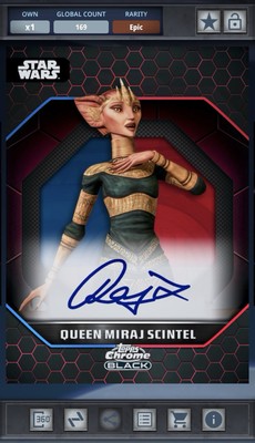 Star Wars Card Trader Chrome Black Dark Side Signature Epic Queen Miraj Scintel