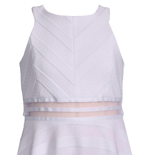 NEW Bonnie Jean Girls Size 8 "WHITE KNIT SKATER" Textured Stripe Cut-Out Dress - Picture 2 of 4