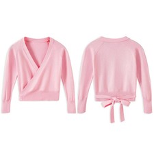Girls Ballet Sweater Dance V-neck Top with Waist Strap Dance Sweater