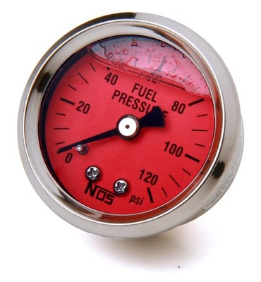 NOS Fuel Pressure Mechanical Fuel Pressure Gauge 1 1/2'' Dia Red Face 15907NOS