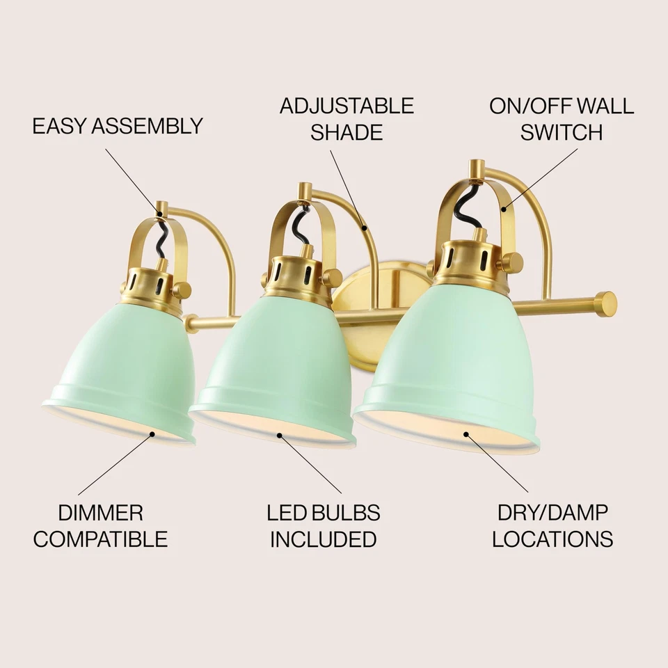 JYL1116D Phineas 25,5 дюйма 3-ламповый регулируемый фермерский домик богемный железный светодиодный туалетный столик... - Изображение 2 из 4