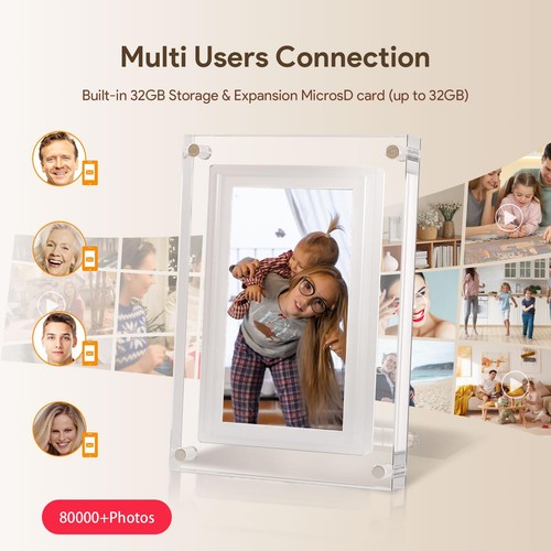 7 inch WiFi Digital Picture Frame,Acrylic Smart Digital Photo Frame,32GB Larg... - Picture 4 of 7
