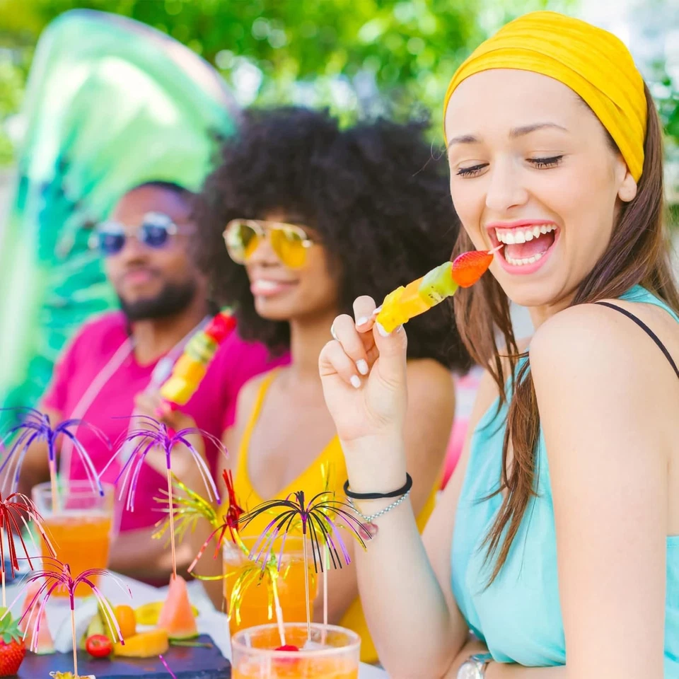 Cocktail Deko, 80 Stück Wiederverwendbar Cocktail Schirmchen, Feuerwerk Sticks - Bild 4 von 4