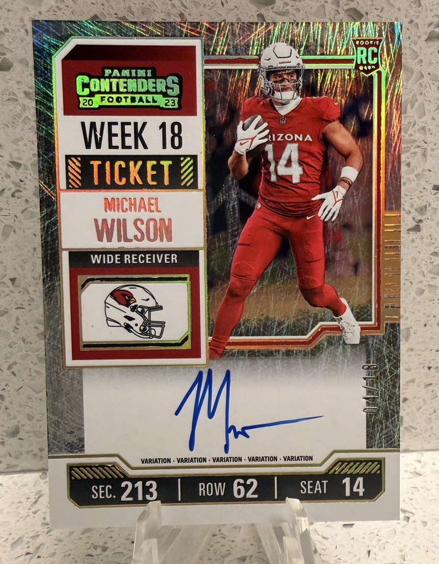 2023 Panini Contenders - Michael Wilson Auto /18 - Week 18 Ticket Variation RC