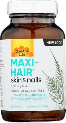 Country Life Maxi-Hair Supplement - 2000mcg Biotin and Vitamins for Hair, Skin -