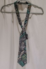 Vintage Don Loper Beverly Hills Black geometric Made in USA 100% Silk Necktie
