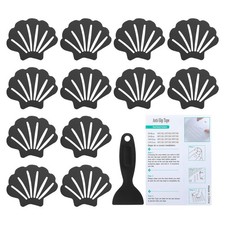 12 Pack Shell Bathtub Non Slip Stickers 3.54x2.76 Inch, Black