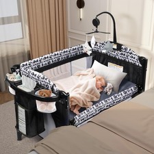 5-in-1 Pack  Play Baby Bassinet Bedside Sleeper W/ Diaper Changer Storage Bag 