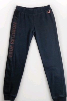 True Religion Women s Joggers Black Mesh Sweat Tpant Lounge West Logo Pink  SzLX