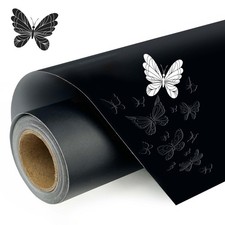 Matte Black Permanent Vinyl, 12" x 11 FT Black Vinyl, Adhesive Vinyl for Deco...