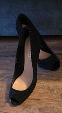 Carvela Kurt Geiger Black Embellished Peep Toe Platform Heels Stiletto Size 39 6