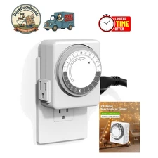 24-Hour Mechanical Outlet Timer with Dual 3-Prong Plug for Effortless Scheduling