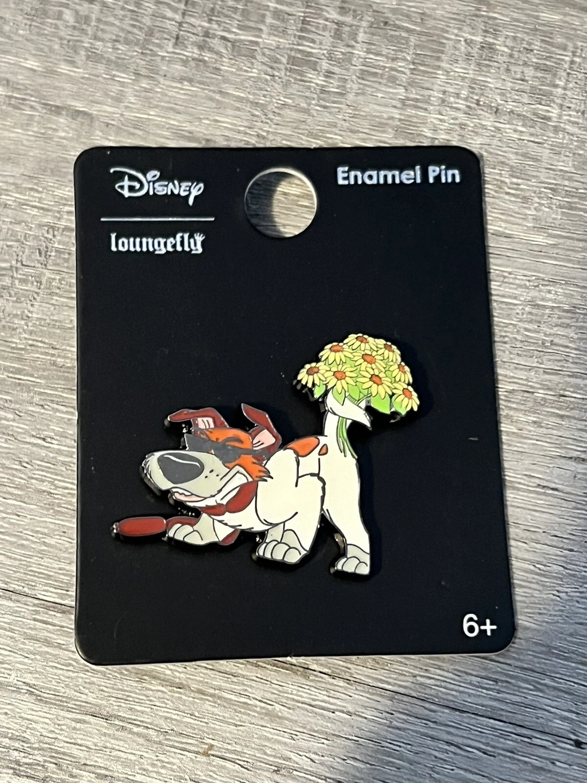 LOUNGEFLY DISNEY OLIVER AND COMPANY ENAMEL PIN Dodger Stray Flowers HTF