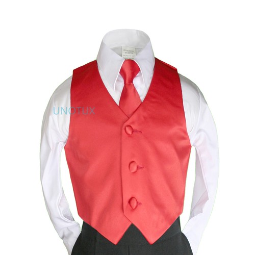 Pick 2pcs Necktie Vest Set Boys Kid Teen for Formal Party Tuxedo Suits 4T-20 - Picture 19 of 48