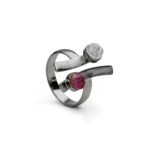 Natural Red Ruby And Moonstone Gemstone Antique Statement Fashion Women's Ring - Picture 16 of 17
