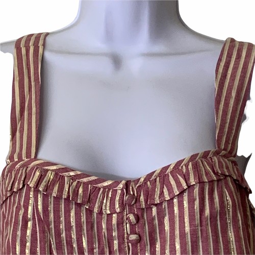 Tularosa x Revolve Crop Top Women's Sz XXS Striped Golden Red Lined Square Neck - Picture 4 of 10