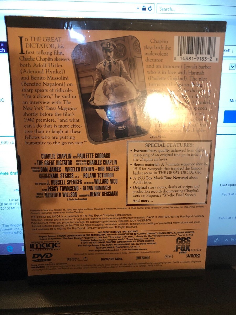 The Great Dictator (DVD, 2000, Windowboxed) for sale online