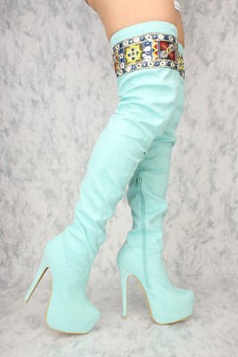 high heel thigh length boots