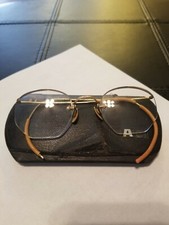 Antique Vintage Reading Glasses w/Case Gold Plated
