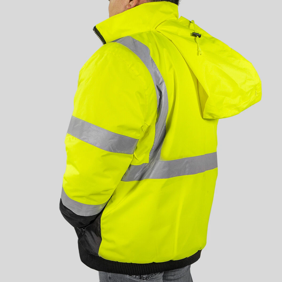 Hi-Vis Class 3-Safety Jacket Neon Reflective Coat Bomber Jacket Size - XL image 3