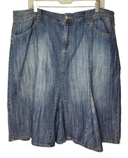 VTG Tommy Hilfiger Blue Denim Cotton Jean Godet Skirt Pockets Y2K Size 16